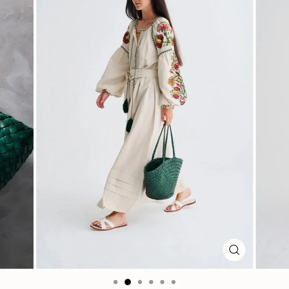 Dragon Diffusion Egola forest Green Woven Leather Tote - Picture 14 of 15